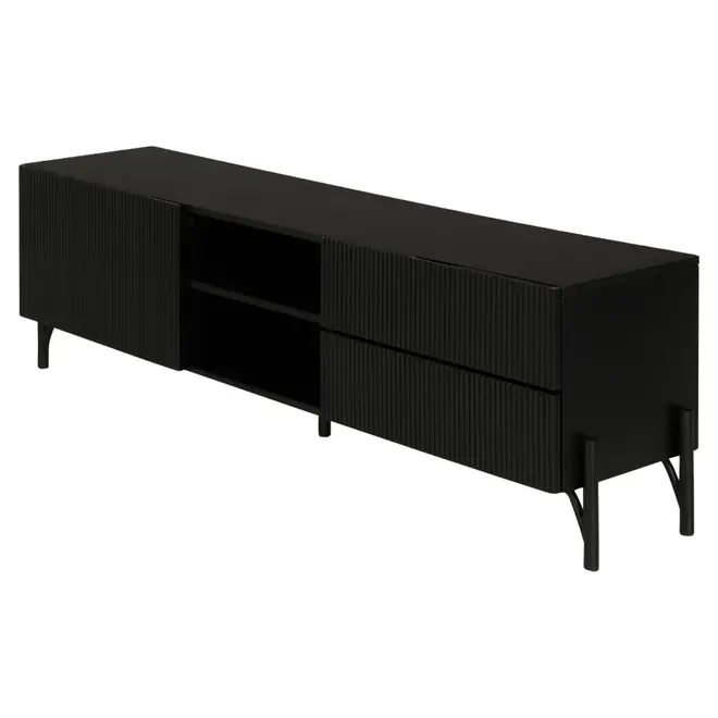 RACK 1 PORTA/2 GAVETAS 1,60 M X 41 CM LINHAS - PRETO/PRETO - Foto 2