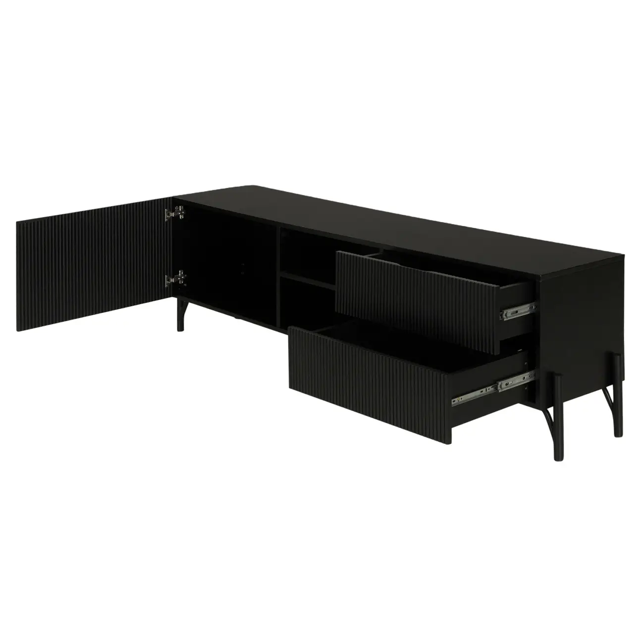 RACK 1 PORTA/2 GAVETAS 1,60 M X 41 CM LINHAS - PRETO/PRETO - Foto 4