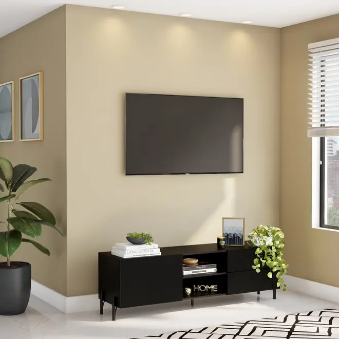 RACK 1 PORTA/2 GAVETAS 1,60 M X 41 CM LINHAS - PRETO/PRETO - Foto 11