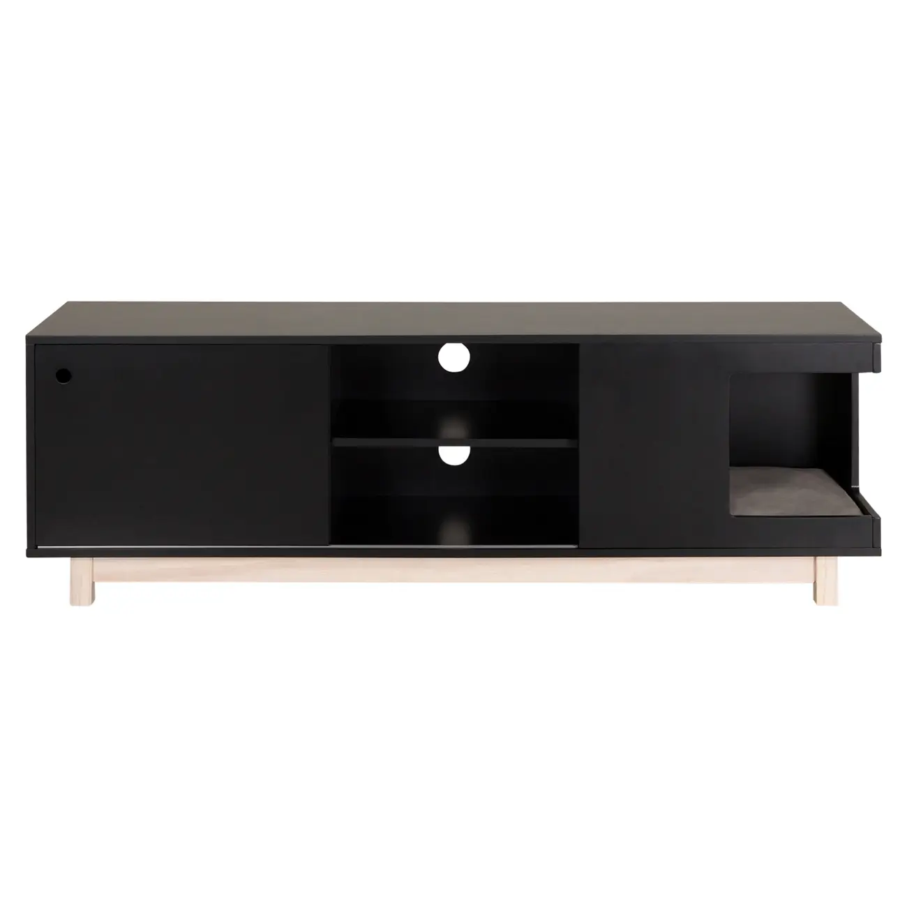 RACK 1 PORTA DE CORRER 1,50 M X 40 CM NOOK - PRETO/NATURAL WASHED - Foto 1