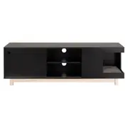 RACK 1 PORTA DE CORRER 1,50 M X 40 CM NOOK - PRETO/NATURAL WASHED - Foto 1