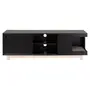 RACK 1 PORTA DE CORRER 1,50 M X 40 CM NOOK - PRETO/NATURAL WASHED - Foto 1