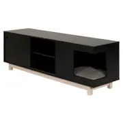 RACK 1 PORTA DE CORRER 1,50 M X 40 CM NOOK - PRETO/NATURAL WASHED - Foto 2