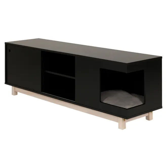 RACK 1 PORTA DE CORRER 1,50 M X 40 CM NOOK - PRETO/NATURAL WASHED - Foto 2