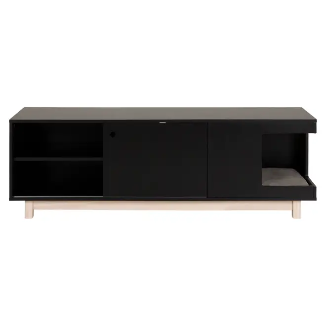 RACK 1 PORTA DE CORRER 1,50 M X 40 CM NOOK - PRETO/NATURAL WASHED - Foto 3
