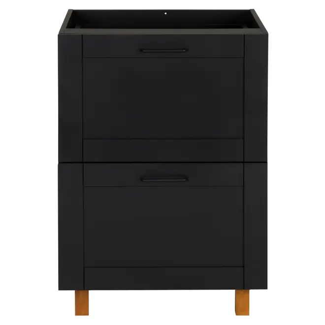 GAVETEIRO PARA COZINHA 60 CM 3 GAVETAS LOGBOX - PRETO/NOZES - Foto 1