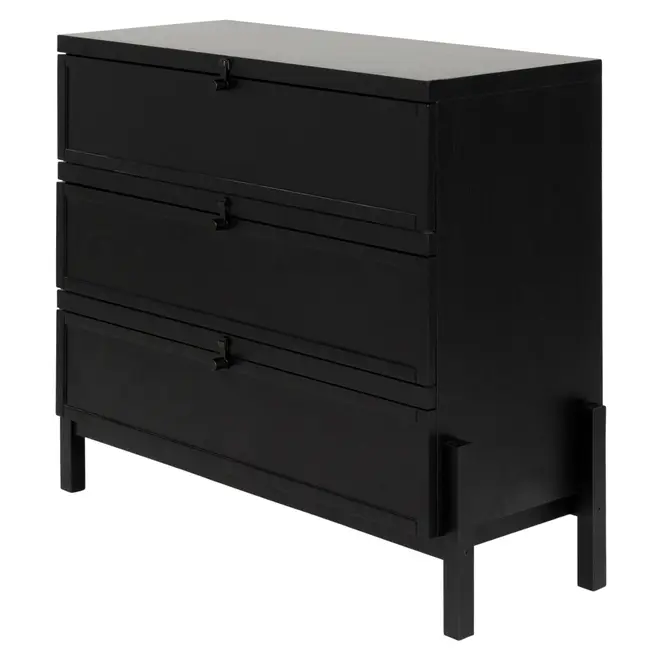 CÔMODA 3 GAVETAS 1,02 M X 42 CM PAMPA - EBANIZADO/PRETO - Foto 2