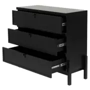 CÔMODA 3 GAVETAS 1,02 M X 42 CM PAMPA - EBANIZADO/PRETO - Foto 3