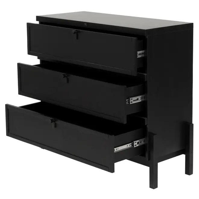 CÔMODA 3 GAVETAS 1,02 M X 42 CM PAMPA - EBANIZADO/PRETO - Foto 3