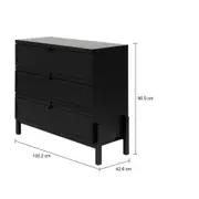 CÔMODA 3 GAVETAS 1,02 M X 42 CM PAMPA - EBANIZADO/PRETO - Foto 11