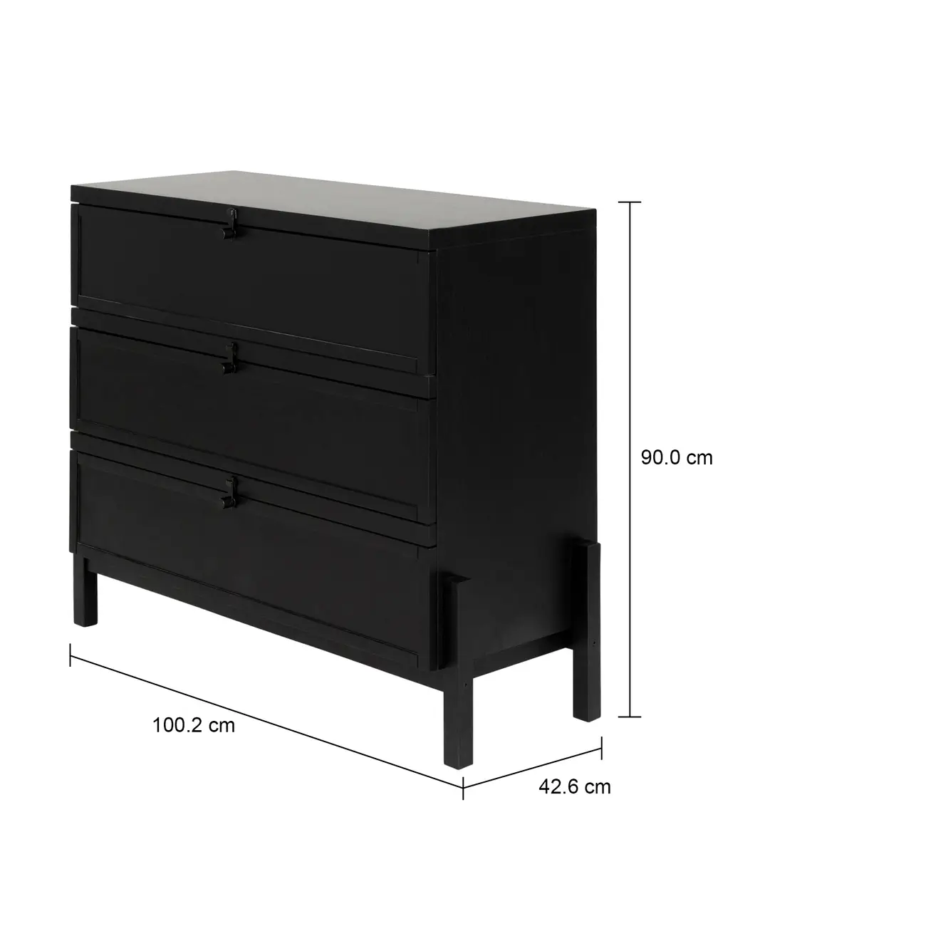 CÔMODA 3 GAVETAS 1,02 M X 42 CM PAMPA - EBANIZADO/PRETO - Foto 11