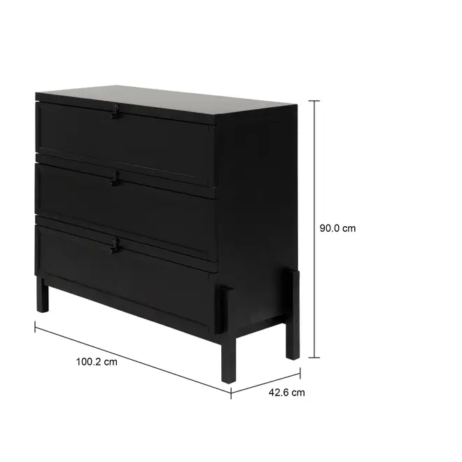 CÔMODA 3 GAVETAS 1,02 M X 42 CM PAMPA - EBANIZADO/PRETO - Foto 11