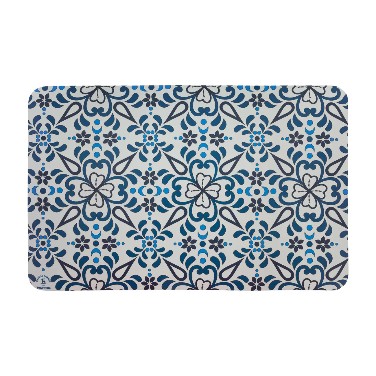 LUGAR AMERICANO 43 CM X 28 CM FOLKSY BLOOM - BRANCO/AZUL - Foto 1
