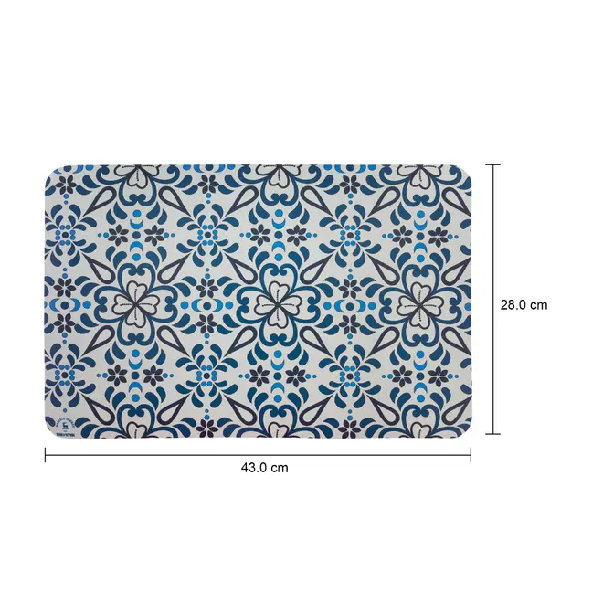 LUGAR AMERICANO 43 CM X 28 CM FOLKSY BLOOM - BRANCO/AZUL - Foto 5