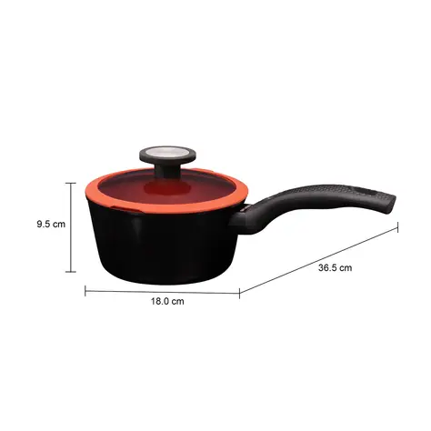 Imagem com medidas do produto PANELA INDUÇÃO 18 CM DE CHEF