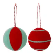KIT COM 2 PINGENTES BOLAS COLORFUN XMAS - VERMELHO/SORBET DE MENTA - Foto 1