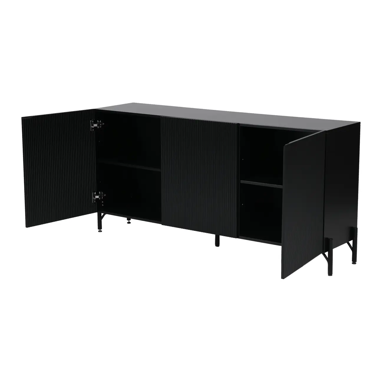 BUFFET 3 PORTAS 1,65 M X 40 CM RIBS - PRETO/PRETO - Foto 7