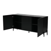 BUFFET 3 PORTAS 1,65 M X 40 CM RIBS - PRETO/PRETO - Foto 7