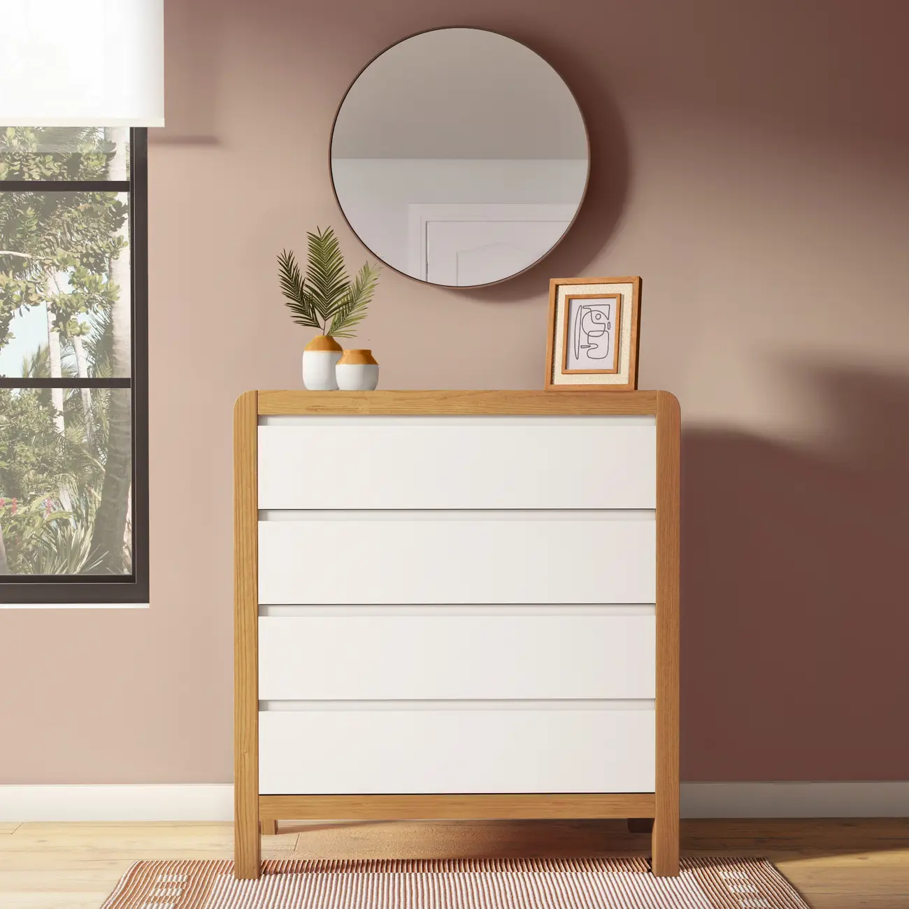 CÔMODA 4 GAVETAS 90 CM X 45 CM KANT - BRANCO/AMÊNDOA - Foto 10