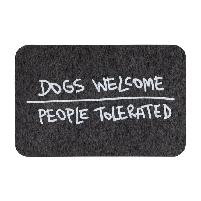 CAPACHO 40 CM X 60 CM O FANTÁSTICO MUNDO DO JIMMY DOGS WELCOME - PRETO/BRANCO - Foto 1
