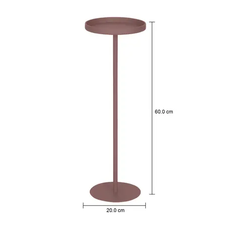 Imagem com medidas do produto MESA LATERAL ALTA REDONDA 20 CM MULE