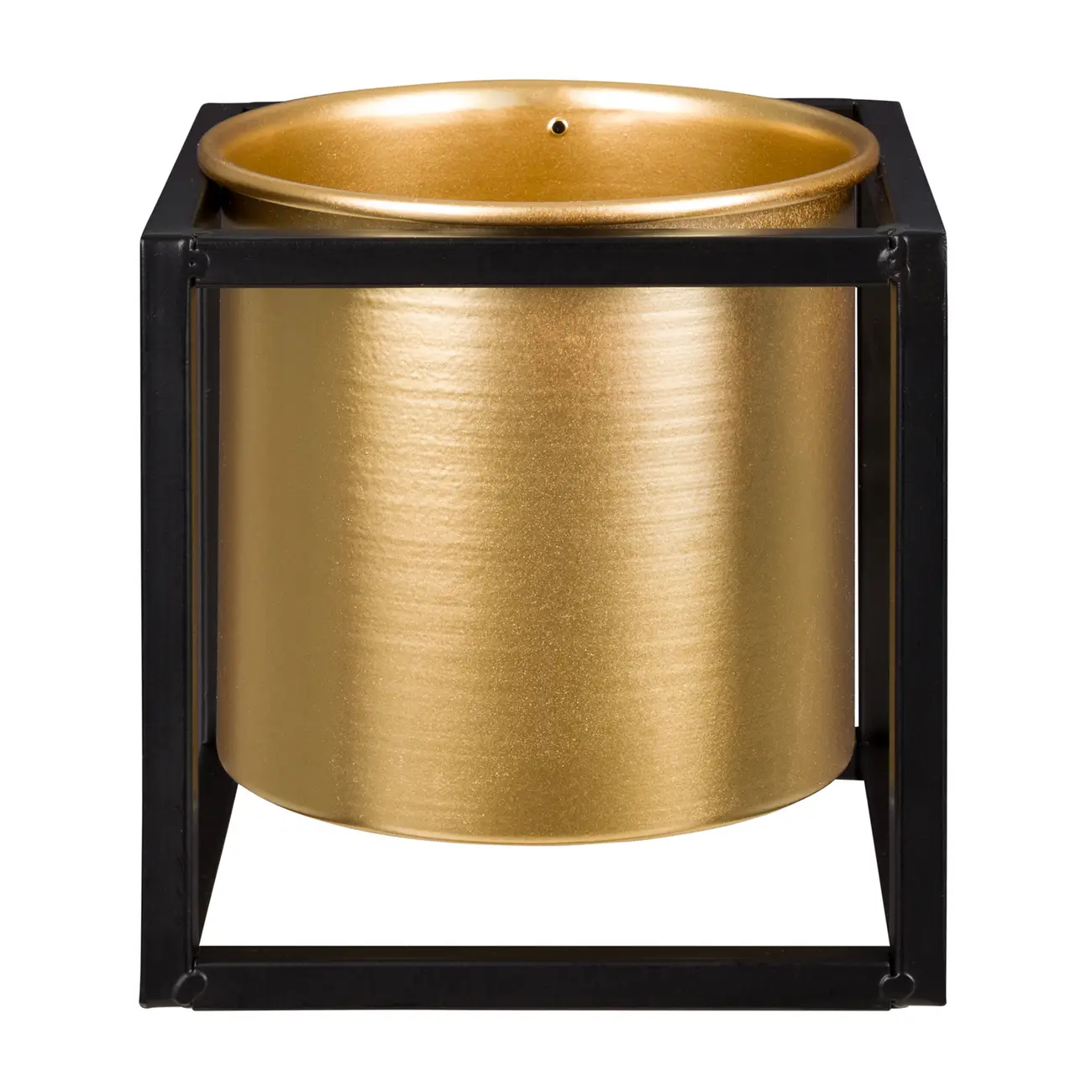 CACHEPÔ 15 CM GOLDEN SQUARE - PRETO/OURO - Foto 1