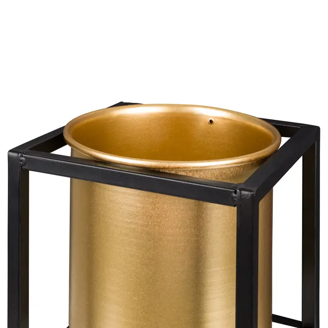 CACHEPÔ 15 CM GOLDEN SQUARE - PRETO/OURO - Foto 4