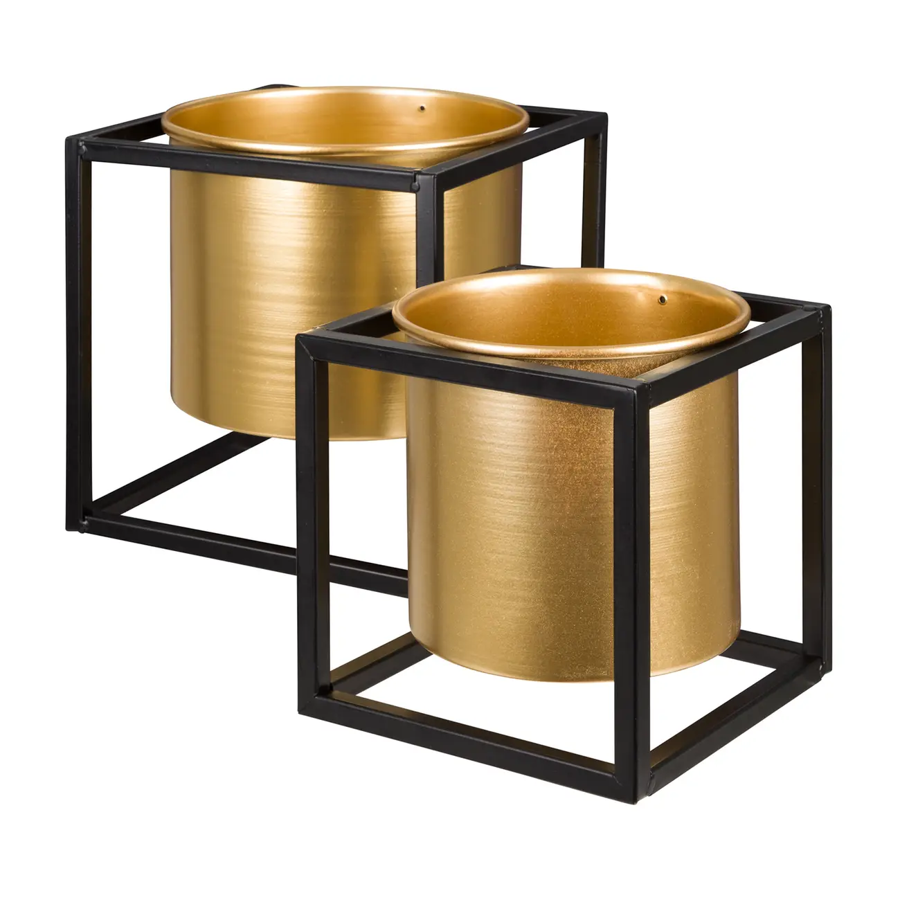 CACHEPÔ 15 CM GOLDEN SQUARE - PRETO/OURO - Foto 5