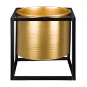 CACHEPÔ 20 CM GOLDEN SQUARE - PRETO/OURO - Foto 1