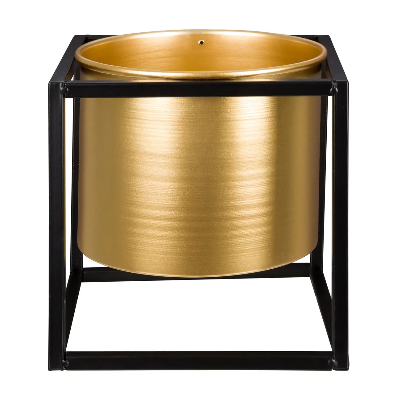 CACHEPÔ 20 CM GOLDEN SQUARE - PRETO/OURO - Foto 1