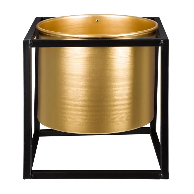 CACHEPÔ 20 CM GOLDEN SQUARE - PRETO/OURO - Foto 1