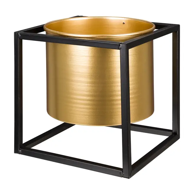 CACHEPÔ 20 CM GOLDEN SQUARE - PRETO/OURO - Foto 2