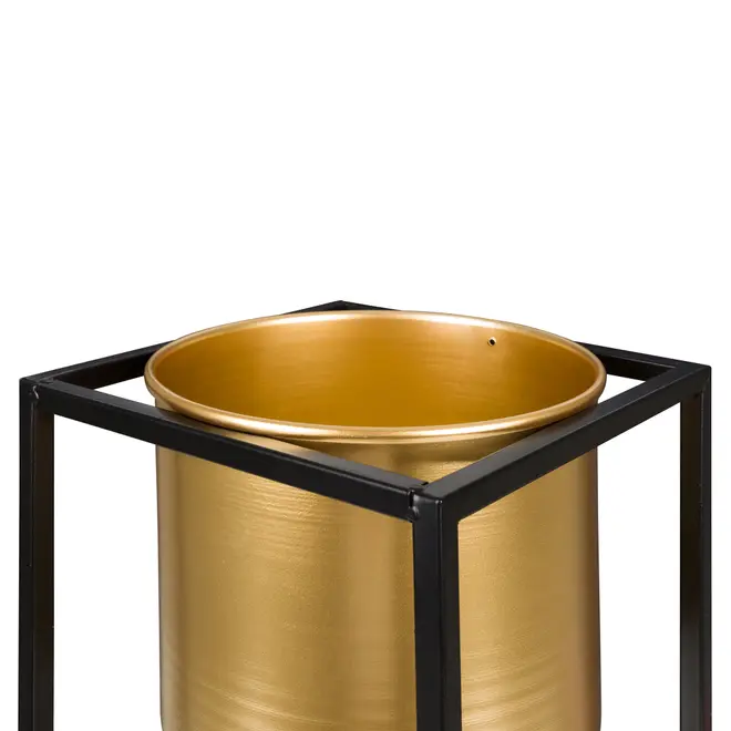 CACHEPÔ 20 CM GOLDEN SQUARE - PRETO/OURO - Foto 3