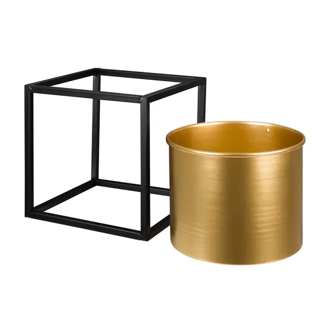 CACHEPÔ 20 CM GOLDEN SQUARE - PRETO/OURO - Foto 4