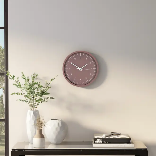 RELÓGIO DE PAREDE 36 CM EPHEMERAL - RUBY MOCHA/BRANCO - Foto 5