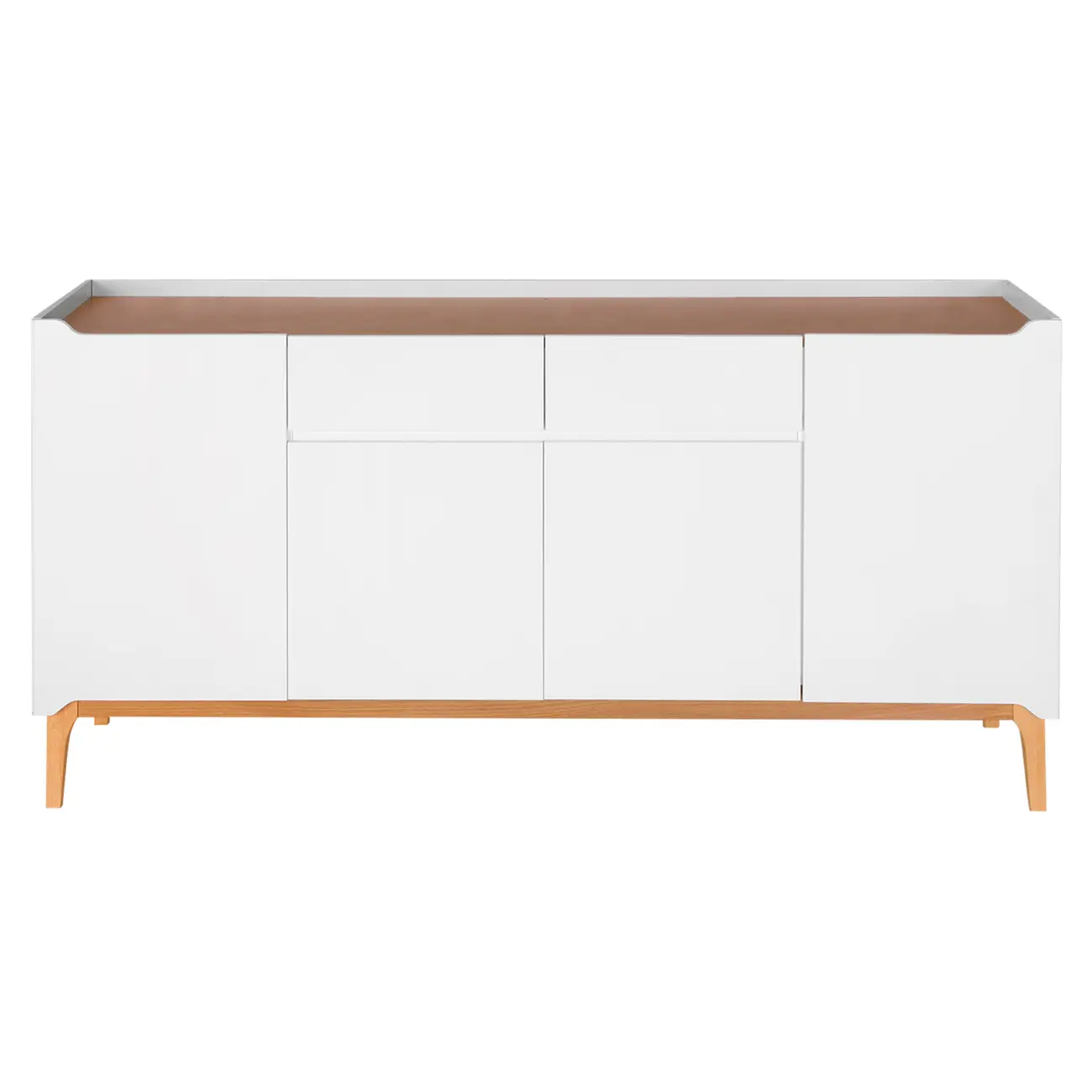 BUFFET 4 PORTAS/2 GAVETAS 1,60 M X 47 CM PILARES - BRANCO/TAUARI - Foto 1