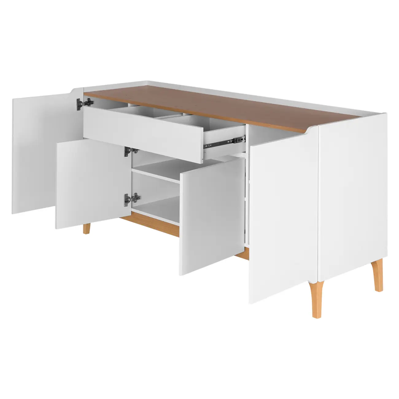 BUFFET 4 PORTAS/2 GAVETAS 1,60 M X 47 CM PILARES - BRANCO/TAUARI - Foto 3