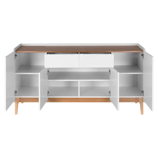 BUFFET 4 PORTAS/2 GAVETAS 1,60 M X 47 CM PILARES - BRANCO/TAUARI - Foto 4