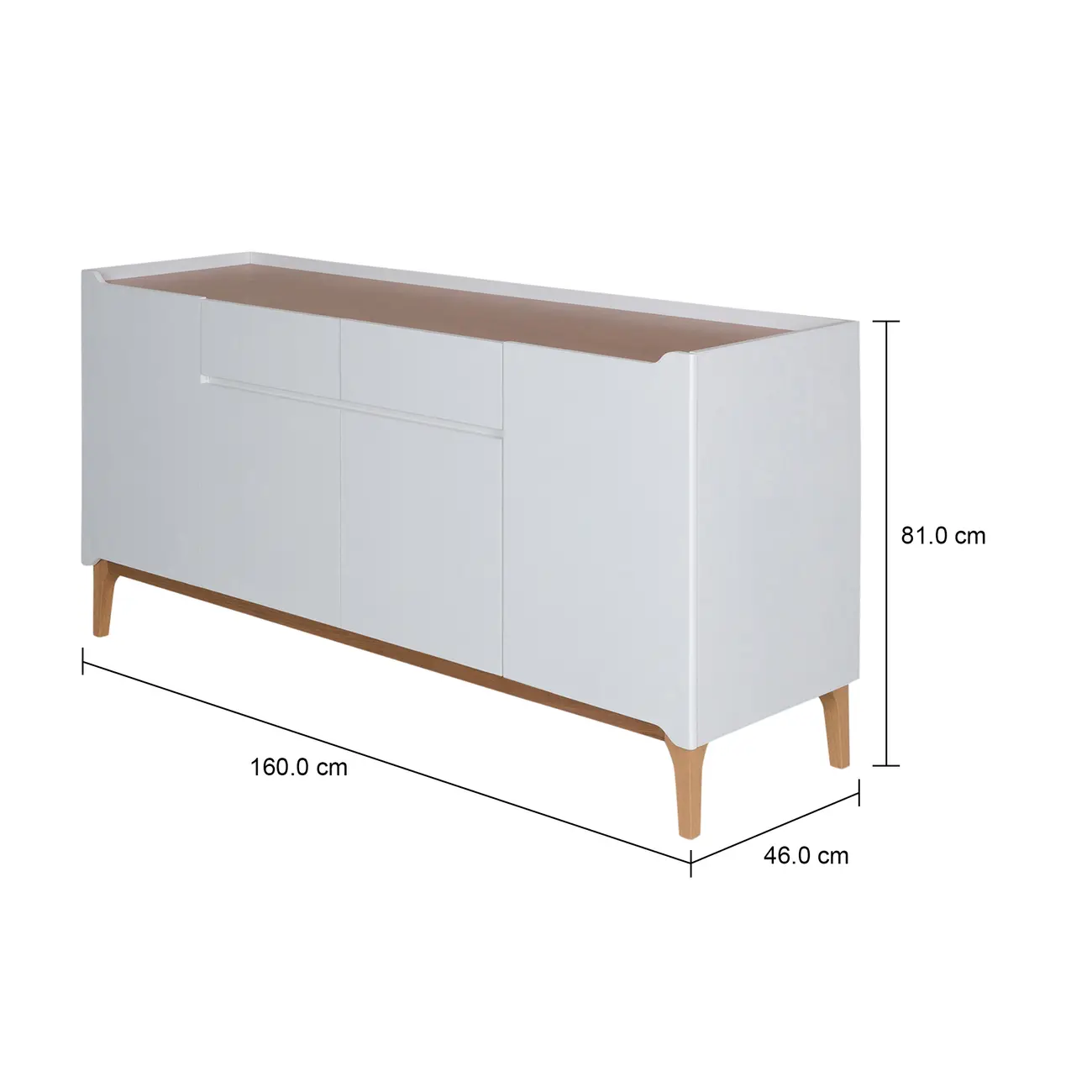 BUFFET 4 PORTAS/2 GAVETAS 1,60 M X 47 CM PILARES - BRANCO/TAUARI - Foto 13