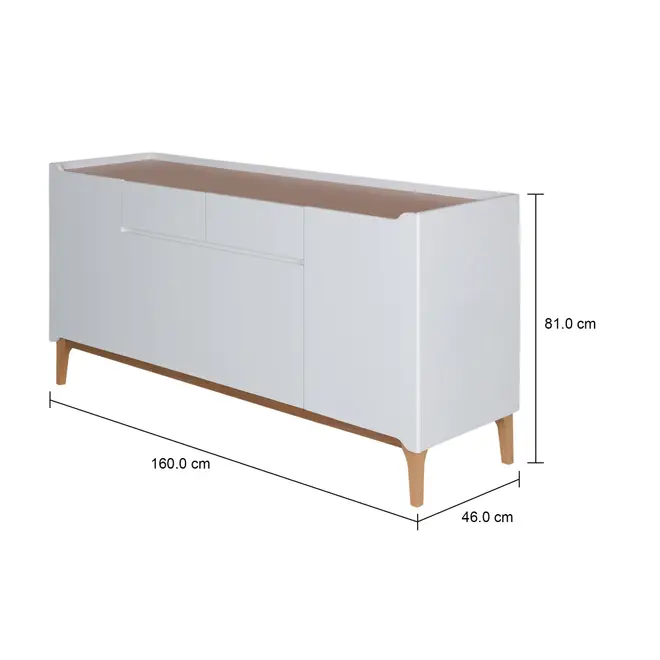 BUFFET 4 PORTAS/2 GAVETAS 1,60 M X 47 CM PILARES - BRANCO/TAUARI - Foto 13