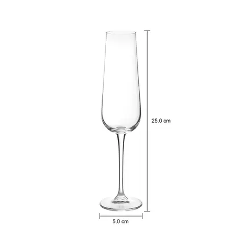 Imagem com medidas do produto TAÇA CHAMPANHE 220 ML DOUX I