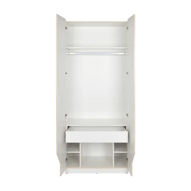 KOMPA GUARDA-ROUPA 2 PORTAS - BRANCO/NATURAL WASHED - Foto 2