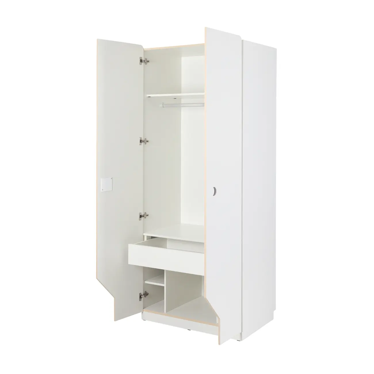 KOMPA GUARDA-ROUPA 2 PORTAS - BRANCO/NATURAL WASHED - Foto 4