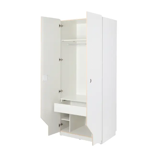 KOMPA GUARDA-ROUPA 2 PORTAS - BRANCO/NATURAL WASHED - Foto 4