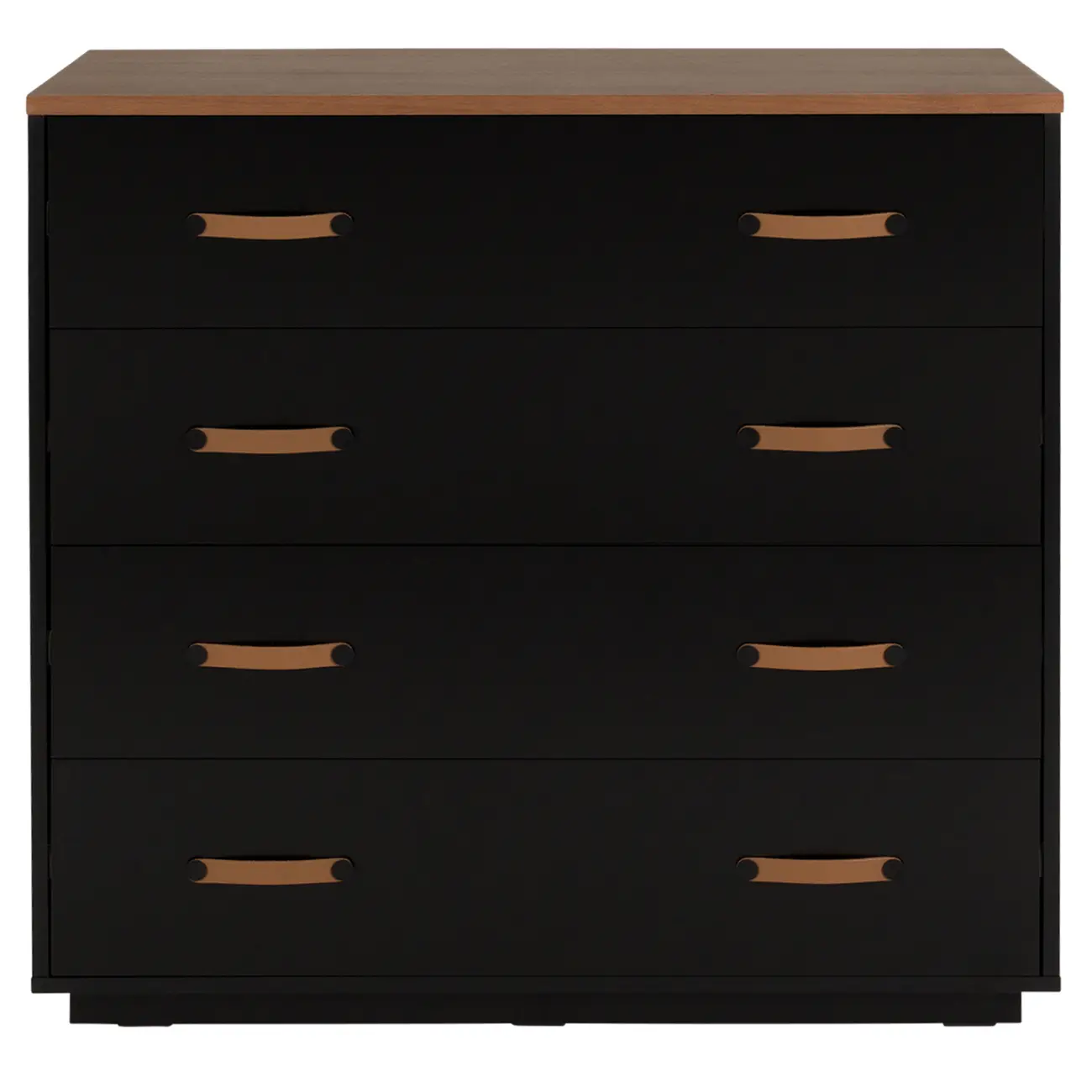 CÔMODA 4 GAVETAS 90 CM X 43 CM PELICANO - PRETO/NOZES - Foto 1