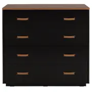 CÔMODA 4 GAVETAS 90 CM X 43 CM PELICANO - PRETO/NOZES - Foto 1