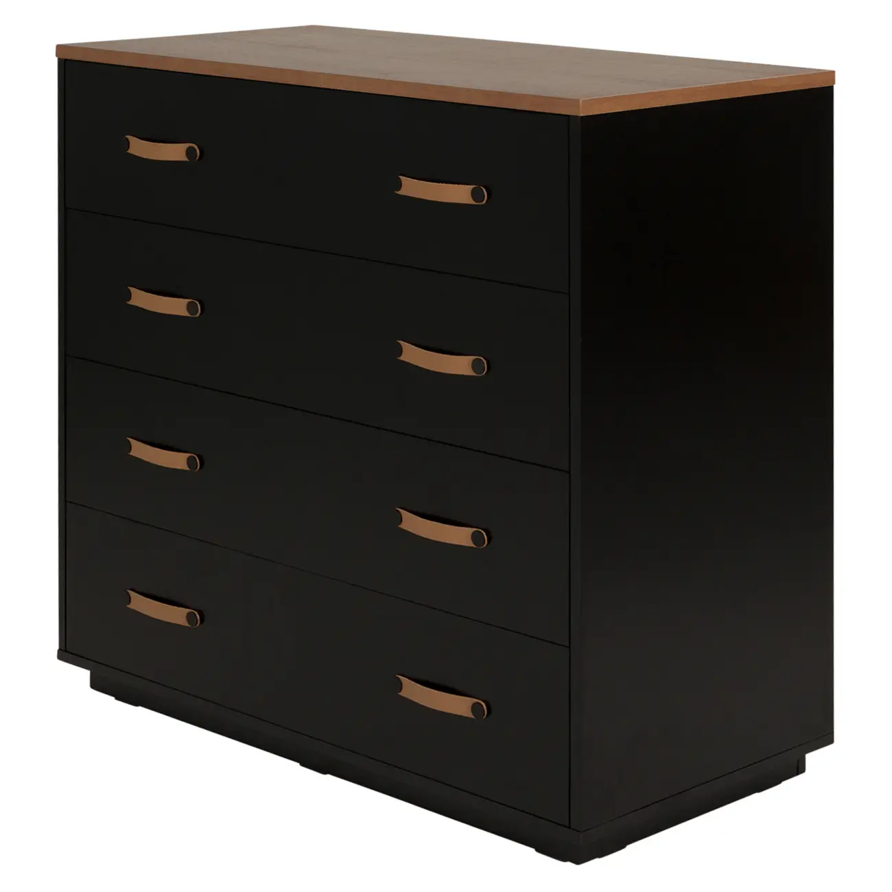 CÔMODA 4 GAVETAS 90 CM X 43 CM PELICANO - PRETO/NOZES - Foto 2