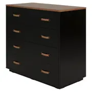 CÔMODA 4 GAVETAS 90 CM X 43 CM PELICANO - PRETO/NOZES - Foto 2