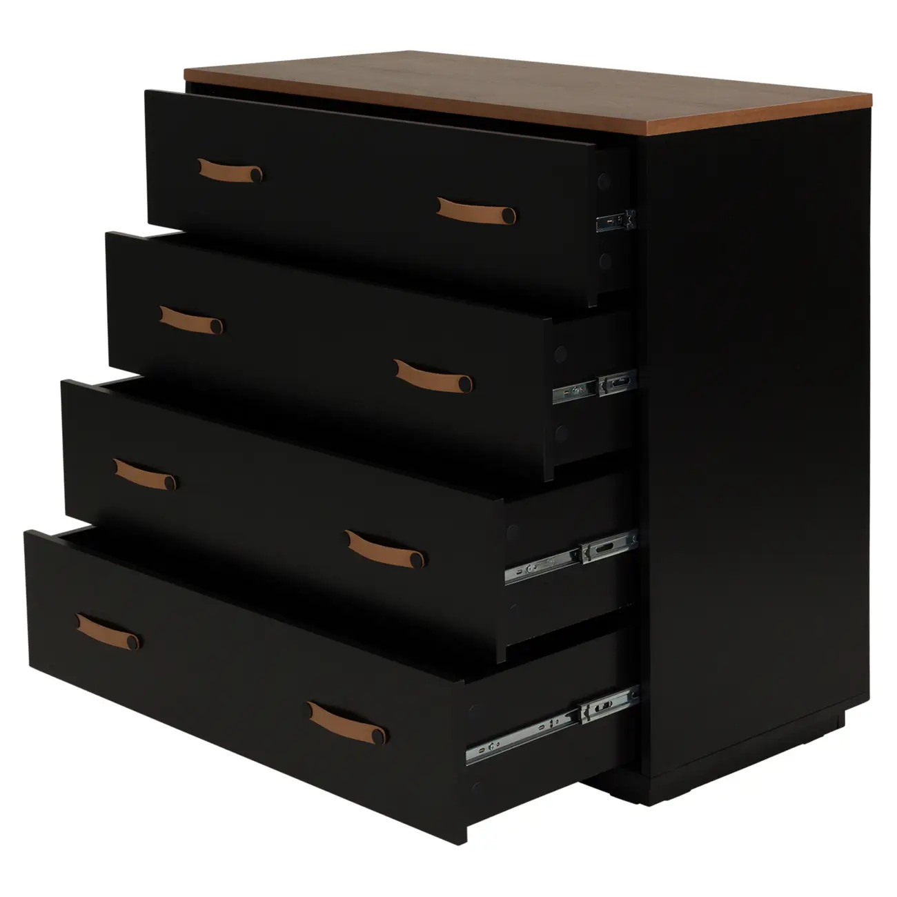 CÔMODA 4 GAVETAS 90 CM X 43 CM PELICANO - PRETO/NOZES - Foto 3