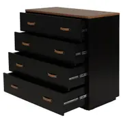 CÔMODA 4 GAVETAS 90 CM X 43 CM PELICANO - PRETO/NOZES - Foto 3